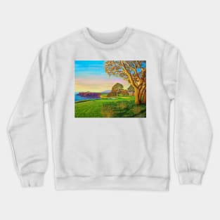 Colorful painting of the 6th hole at Pebble Beach Golf Course Crewneck Sweatshirt